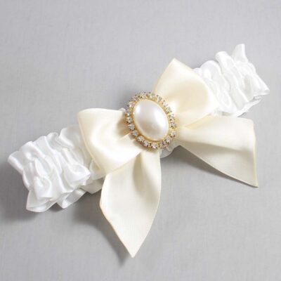 White and Ivory Satin Wedding Garter / White and Ivory Wedding Garters / Wedding Garter / Custom Wedding Garter / Bridal Garter / Prom Garter / Linda Joyce Couture / Personalized Garter / Personalized Wedding Garter / Personalized Prom Garter