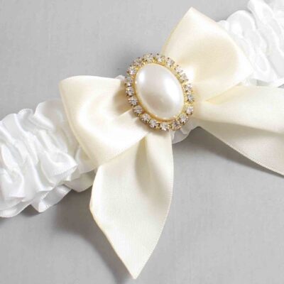 White and Ivory Satin Wedding Garter / White and Ivory Wedding Garters / Wedding Garter / Custom Wedding Garter / Bridal Garter / Prom Garter / Linda Joyce Couture / Personalized Garter / Personalized Wedding Garter / Personalized Prom Garter