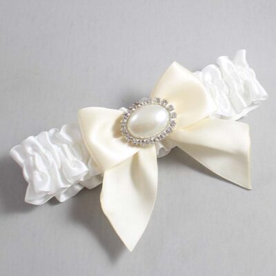 White and Ivory Satin Wedding Garter / White and Ivory Wedding Garters / Wedding Garter / Custom Wedding Garter / Bridal Garter / Prom Garter / Linda Joyce Couture / Personalized Garter / Personalized Wedding Garter / Personalized Prom Garter