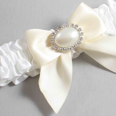 White and Ivory Satin Wedding Garter / White and Ivory Wedding Garters / Wedding Garter / Custom Wedding Garter / Bridal Garter / Prom Garter / Linda Joyce Couture / Personalized Garter / Personalized Wedding Garter / Personalized Prom Garter