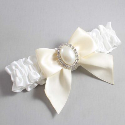 White and Ivory Satin Wedding Garter / White and Ivory Wedding Garters / Wedding Garter / Custom Wedding Garter / Bridal Garter / Prom Garter / Linda Joyce Couture / Personalized Garter / Personalized Wedding Garter / Personalized Prom Garter