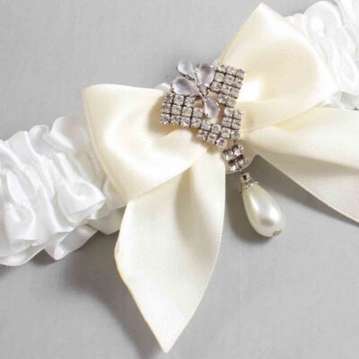 White and Ivory Satin Wedding Garter / White and Ivory Wedding Garters / Wedding Garter / Custom Wedding Garter / Bridal Garter / Prom Garter / Linda Joyce Couture / Personalized Garter / Personalized Wedding Garter / Personalized Prom Garter
