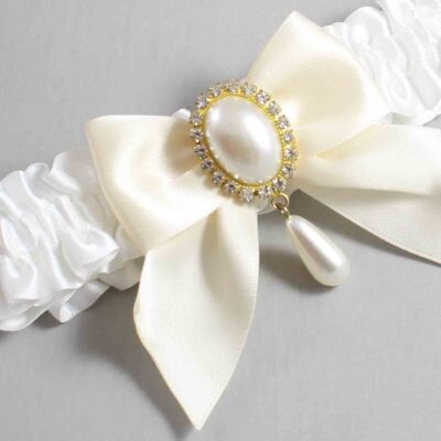White and Ivory Satin Wedding Garter / White and Ivory Wedding Garters / Wedding Garter / Custom Wedding Garter / Bridal Garter / Prom Garter / Linda Joyce Couture / Personalized Garter / Personalized Wedding Garter / Personalized Prom Garter