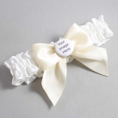 White and Ivory Satin Wedding Garter / White and Ivory Wedding Garters / Wedding Garter / Custom Wedding Garter / Bridal Garter / Prom Garter / Linda Joyce Couture / Personalized Garter / Personalized Wedding Garter / Personalized Prom Garter