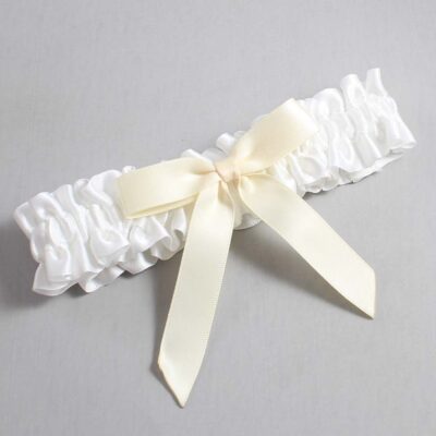 White and Ivory Satin Wedding Garter / White Wedding Garters / Wedding Garter / Custom Wedding Garter / Bridal Garter / Prom Garter / Linda Joyce Couture / Personalized Garter / Personalized Wedding Garter / Personalized Prom Garter