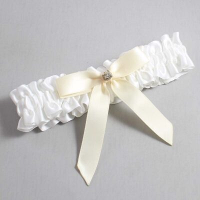 White and Ivory Satin Wedding Garter / White Wedding Garters / Wedding Garter / Custom Wedding Garter / Bridal Garter / Prom Garter / Linda Joyce Couture / Personalized Garter / Personalized Wedding Garter / Personalized Prom Garter