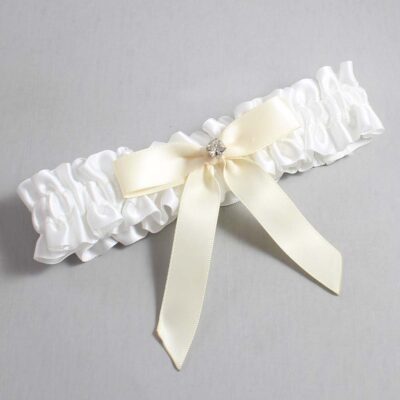 White and Ivory Satin Wedding Garter / White Wedding Garters / Wedding Garter / Custom Wedding Garter / Bridal Garter / Prom Garter / Linda Joyce Couture / Personalized Garter / Personalized Wedding Garter / Personalized Prom Garter