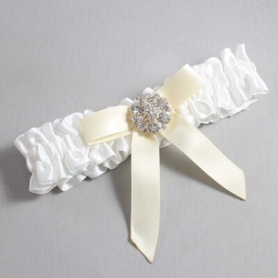 White and Ivory Satin Wedding Garter / White Wedding Garters / Wedding Garter / Custom Wedding Garter / Bridal Garter / Prom Garter / Linda Joyce Couture / Personalized Garter / Personalized Wedding Garter / Personalized Prom Garter