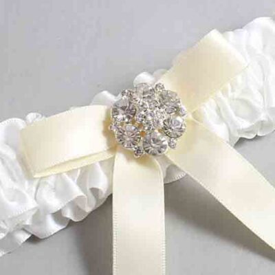 White and Ivory Satin Wedding Garter / White Wedding Garters / Wedding Garter / Custom Wedding Garter / Bridal Garter / Prom Garter / Linda Joyce Couture / Personalized Garter / Personalized Wedding Garter / Personalized Prom Garter