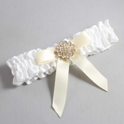 White and Ivory Satin Wedding Garter / White Wedding Garters / Wedding Garter / Custom Wedding Garter / Bridal Garter / Prom Garter / Linda Joyce Couture / Personalized Garter / Personalized Wedding Garter / Personalized Prom Garter