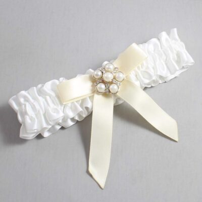 White and Ivory Satin Wedding Garter / White Wedding Garters / Wedding Garter / Custom Wedding Garter / Bridal Garter / Prom Garter / Linda Joyce Couture / Personalized Garter / Personalized Wedding Garter / Personalized Prom Garter