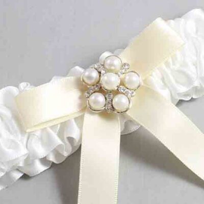 White and Ivory Satin Wedding Garter / White Wedding Garters / Wedding Garter / Custom Wedding Garter / Bridal Garter / Prom Garter / Linda Joyce Couture / Personalized Garter / Personalized Wedding Garter / Personalized Prom Garter