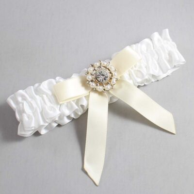 White and Ivory Satin Wedding Garter / White Wedding Garters / Wedding Garter / Custom Wedding Garter / Bridal Garter / Prom Garter / Linda Joyce Couture / Personalized Garter / Personalized Wedding Garter / Personalized Prom Garter