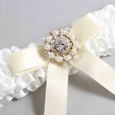 White and Ivory Satin Wedding Garter / White Wedding Garters / Wedding Garter / Custom Wedding Garter / Bridal Garter / Prom Garter / Linda Joyce Couture / Personalized Garter / Personalized Wedding Garter / Personalized Prom Garter