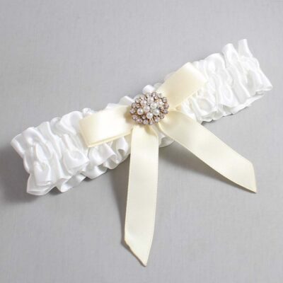White and Ivory Satin Wedding Garter / White Wedding Garters / Wedding Garter / Custom Wedding Garter / Bridal Garter / Prom Garter / Linda Joyce Couture / Personalized Garter / Personalized Wedding Garter / Personalized Prom Garter