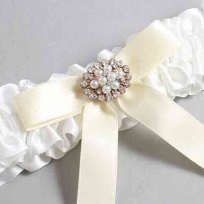 White and Ivory Satin Wedding Garter / White Wedding Garters / Wedding Garter / Custom Wedding Garter / Bridal Garter / Prom Garter / Linda Joyce Couture / Personalized Garter / Personalized Wedding Garter / Personalized Prom Garter