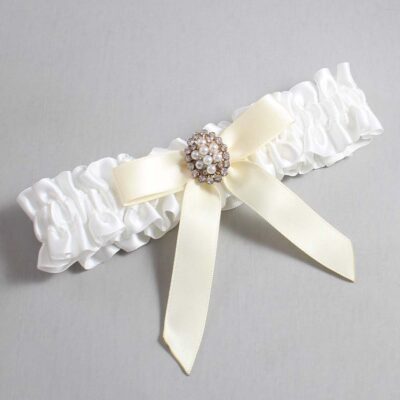 White and Ivory Satin Wedding Garter / White Wedding Garters / Wedding Garter / Custom Wedding Garter / Bridal Garter / Prom Garter / Linda Joyce Couture / Personalized Garter / Personalized Wedding Garter / Personalized Prom Garter
