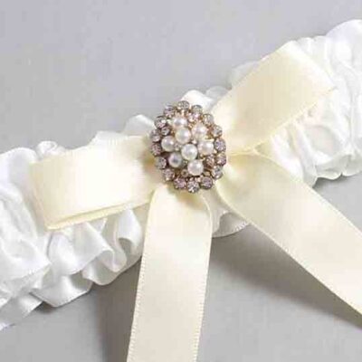 White and Ivory Satin Wedding Garter / White Wedding Garters / Wedding Garter / Custom Wedding Garter / Bridal Garter / Prom Garter / Linda Joyce Couture / Personalized Garter / Personalized Wedding Garter / Personalized Prom Garter