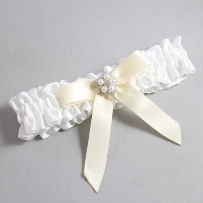 White and Ivory Satin Wedding Garter / White Wedding Garters / Wedding Garter / Custom Wedding Garter / Bridal Garter / Prom Garter / Linda Joyce Couture / Personalized Garter / Personalized Wedding Garter / Personalized Prom Garter