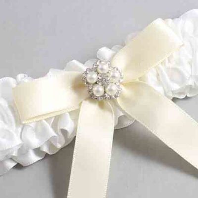 White and Ivory Satin Wedding Garter / White Wedding Garters / Wedding Garter / Custom Wedding Garter / Bridal Garter / Prom Garter / Linda Joyce Couture / Personalized Garter / Personalized Wedding Garter / Personalized Prom Garter
