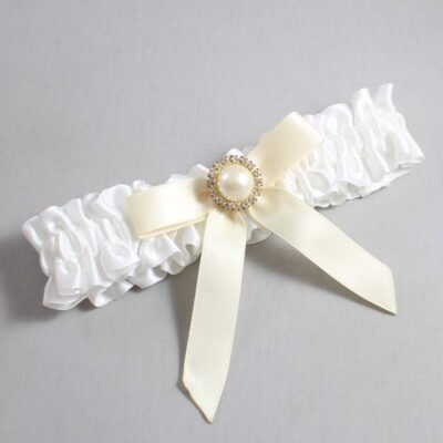 White and Ivory Satin Wedding Garter / White Wedding Garters / Wedding Garter / Custom Wedding Garter / Bridal Garter / Prom Garter / Linda Joyce Couture / Personalized Garter / Personalized Wedding Garter / Personalized Prom Garter
