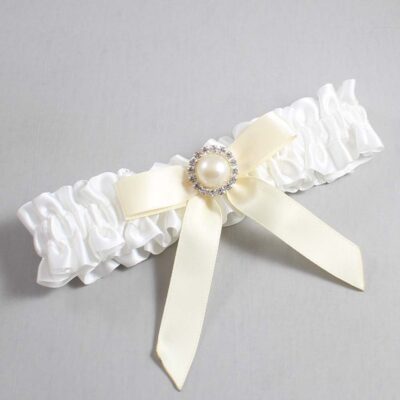 White and Ivory Satin Wedding Garter / White Wedding Garters / Wedding Garter / Custom Wedding Garter / Bridal Garter / Prom Garter / Linda Joyce Couture / Personalized Garter / Personalized Wedding Garter / Personalized Prom Garter