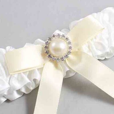 White and Ivory Satin Wedding Garter / White Wedding Garters / Wedding Garter / Custom Wedding Garter / Bridal Garter / Prom Garter / Linda Joyce Couture / Personalized Garter / Personalized Wedding Garter / Personalized Prom Garter