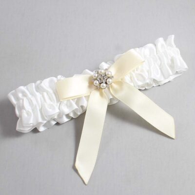 White and Ivory Satin Wedding Garter / White Wedding Garters / Wedding Garter / Custom Wedding Garter / Bridal Garter / Prom Garter / Linda Joyce Couture / Personalized Garter / Personalized Wedding Garter / Personalized Prom Garter