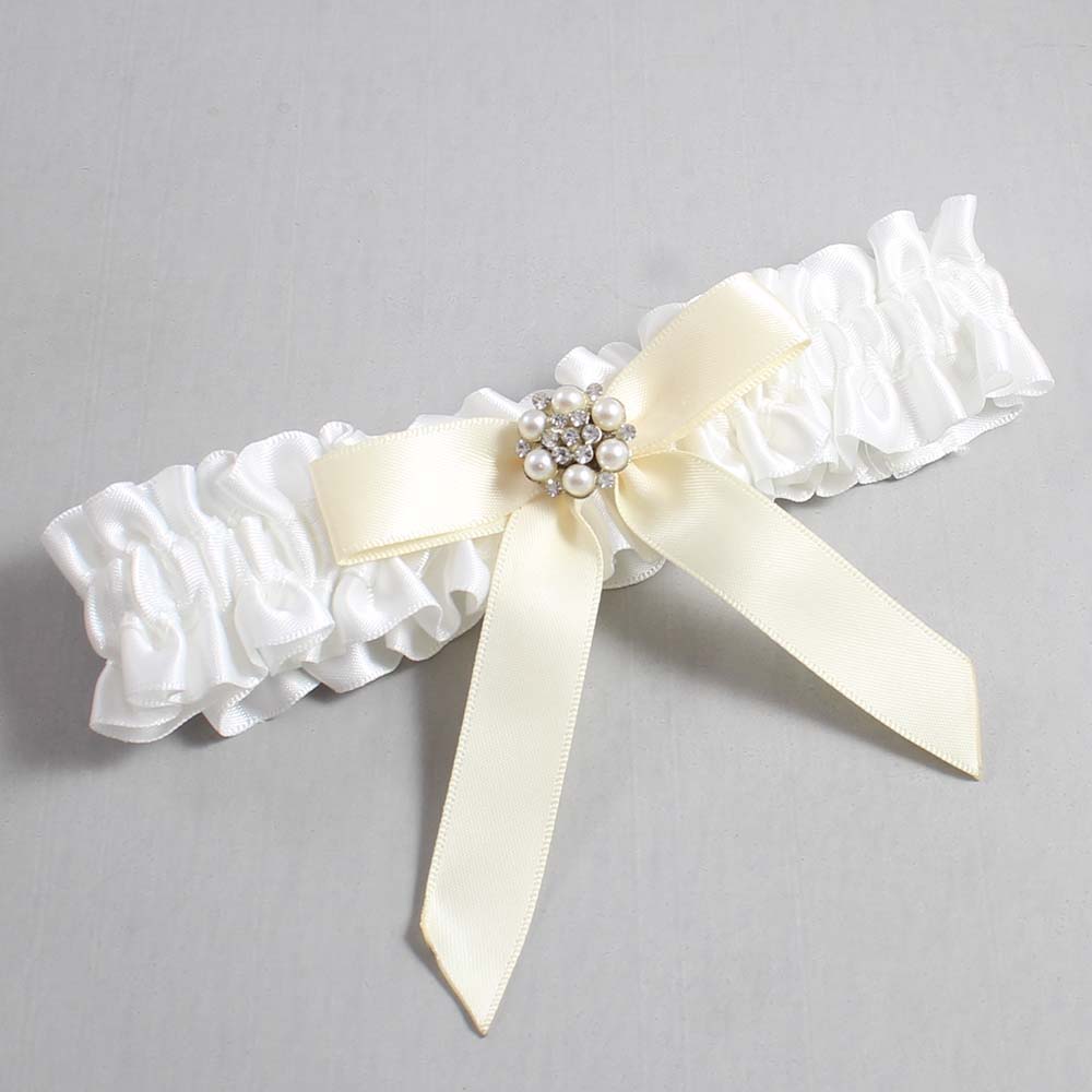 White and Ivory Satin Wedding Garter / White Wedding Garters / Wedding Garter / Custom Wedding Garter / Bridal Garter / Prom Garter / Linda Joyce Couture / Personalized Garter / Personalized Wedding Garter / Personalized Prom Garter