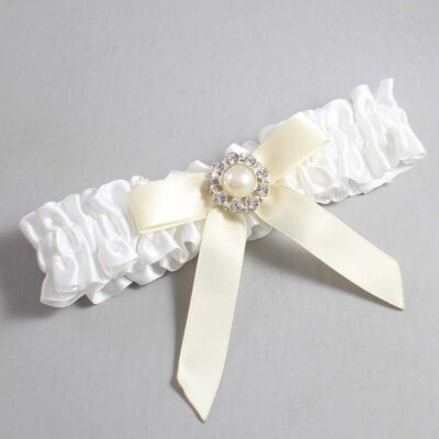 White and Ivory Satin Wedding Garter / White Wedding Garters / Wedding Garter / Custom Wedding Garter / Bridal Garter / Prom Garter / Linda Joyce Couture / Personalized Garter / Personalized Wedding Garter / Personalized Prom Garter