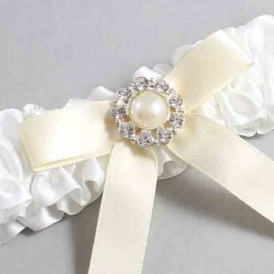 White and Ivory Satin Wedding Garter / White Wedding Garters / Wedding Garter / Custom Wedding Garter / Bridal Garter / Prom Garter / Linda Joyce Couture / Personalized Garter / Personalized Wedding Garter / Personalized Prom Garter
