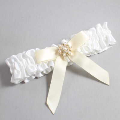 White and Ivory Satin Wedding Garter / White Wedding Garters / Wedding Garter / Custom Wedding Garter / Bridal Garter / Prom Garter / Linda Joyce Couture / Personalized Garter / Personalized Wedding Garter / Personalized Prom Garter