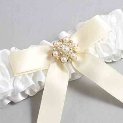 White and Ivory Satin Wedding Garter / White Wedding Garters / Wedding Garter / Custom Wedding Garter / Bridal Garter / Prom Garter / Linda Joyce Couture / Personalized Garter / Personalized Wedding Garter / Personalized Prom Garter