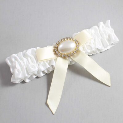 White and Ivory Satin Wedding Garter / White Wedding Garters / Wedding Garter / Custom Wedding Garter / Bridal Garter / Prom Garter / Linda Joyce Couture / Personalized Garter / Personalized Wedding Garter / Personalized Prom Garter