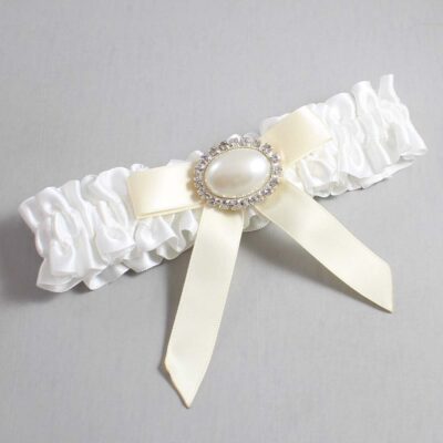 White and Ivory Satin Wedding Garter / White Wedding Garters / Wedding Garter / Custom Wedding Garter / Bridal Garter / Prom Garter / Linda Joyce Couture / Personalized Garter / Personalized Wedding Garter / Personalized Prom Garter