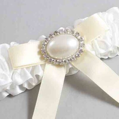 White and Ivory Satin Wedding Garter / White Wedding Garters / Wedding Garter / Custom Wedding Garter / Bridal Garter / Prom Garter / Linda Joyce Couture / Personalized Garter / Personalized Wedding Garter / Personalized Prom Garter