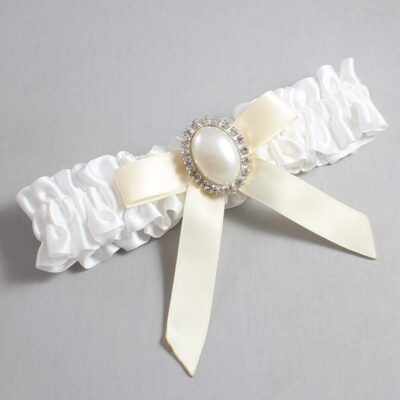 White and Ivory Satin Wedding Garter / White Wedding Garters / Wedding Garter / Custom Wedding Garter / Bridal Garter / Prom Garter / Linda Joyce Couture / Personalized Garter / Personalized Wedding Garter / Personalized Prom Garter