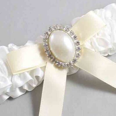 White and Ivory Satin Wedding Garter / White Wedding Garters / Wedding Garter / Custom Wedding Garter / Bridal Garter / Prom Garter / Linda Joyce Couture / Personalized Garter / Personalized Wedding Garter / Personalized Prom Garter