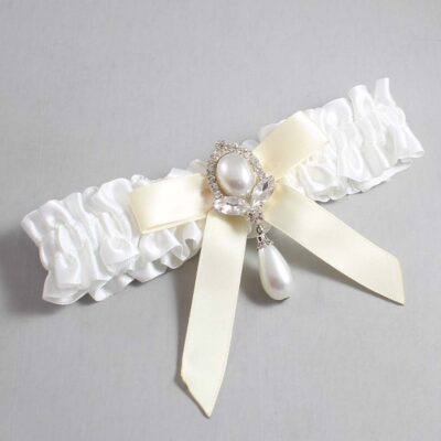 White and Ivory Satin Wedding Garter / White Wedding Garters / Wedding Garter / Custom Wedding Garter / Bridal Garter / Prom Garter / Linda Joyce Couture / Personalized Garter / Personalized Wedding Garter / Personalized Prom Garter