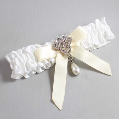 White and Ivory Satin Wedding Garter / White Wedding Garters / Wedding Garter / Custom Wedding Garter / Bridal Garter / Prom Garter / Linda Joyce Couture / Personalized Garter / Personalized Wedding Garter / Personalized Prom Garter