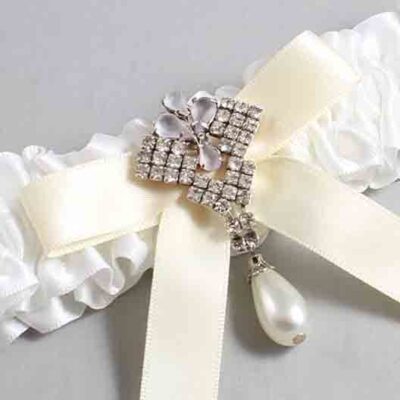 White and Ivory Satin Wedding Garter / White Wedding Garters / Wedding Garter / Custom Wedding Garter / Bridal Garter / Prom Garter / Linda Joyce Couture / Personalized Garter / Personalized Wedding Garter / Personalized Prom Garter