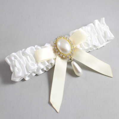 White and Ivory Satin Wedding Garter / White Wedding Garters / Wedding Garter / Custom Wedding Garter / Bridal Garter / Prom Garter / Linda Joyce Couture / Personalized Garter / Personalized Wedding Garter / Personalized Prom Garter