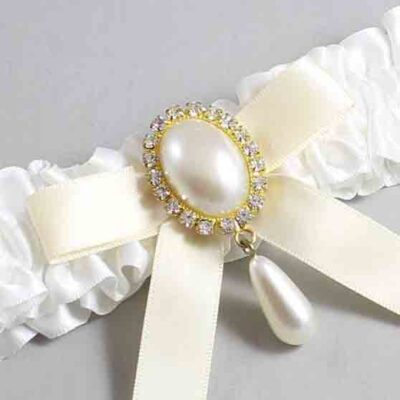 White and Ivory Satin Wedding Garter / White Wedding Garters / Wedding Garter / Custom Wedding Garter / Bridal Garter / Prom Garter / Linda Joyce Couture / Personalized Garter / Personalized Wedding Garter / Personalized Prom Garter