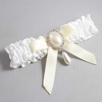 White and Ivory Satin Wedding Garter / White Wedding Garters / Wedding Garter / Custom Wedding Garter / Bridal Garter / Prom Garter / Linda Joyce Couture / Personalized Garter / Personalized Wedding Garter / Personalized Prom Garter