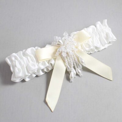 White and Ivory Satin Wedding Garter / White Wedding Garters / Wedding Garter / Custom Wedding Garter / Bridal Garter / Prom Garter / Linda Joyce Couture / Personalized Garter / Personalized Wedding Garter / Personalized Prom Garter