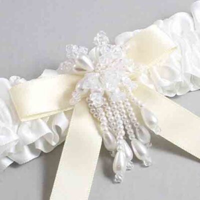 White and Ivory Satin Wedding Garter / White Wedding Garters / Wedding Garter / Custom Wedding Garter / Bridal Garter / Prom Garter / Linda Joyce Couture / Personalized Garter / Personalized Wedding Garter / Personalized Prom Garter