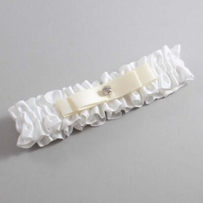 White and Ivory Satin Wedding Garter / White Wedding Garters / Wedding Garter / Custom Wedding Garter / Bridal Garter / Prom Garter / Linda Joyce Couture / Personalized Garter / Personalized Wedding Garter / Personalized Prom Garter