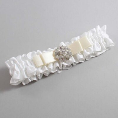 White and Ivory Satin Wedding Garter / White Wedding Garters / Wedding Garter / Custom Wedding Garter / Bridal Garter / Prom Garter / Linda Joyce Couture / Personalized Garter / Personalized Wedding Garter / Personalized Prom Garter