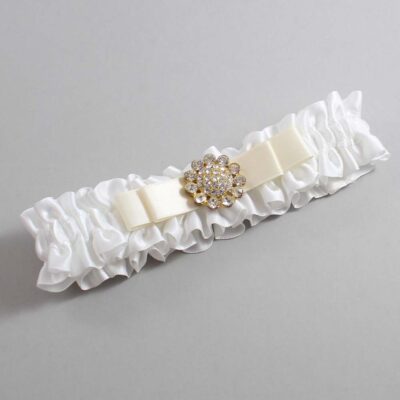 White and Ivory Satin Wedding Garter / White Wedding Garters / Wedding Garter / Custom Wedding Garter / Bridal Garter / Prom Garter / Linda Joyce Couture / Personalized Garter / Personalized Wedding Garter / Personalized Prom Garter