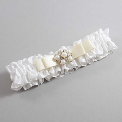 White and Ivory Satin Wedding Garter / White Wedding Garters / Wedding Garter / Custom Wedding Garter / Bridal Garter / Prom Garter / Linda Joyce Couture / Personalized Garter / Personalized Wedding Garter / Personalized Prom Garter